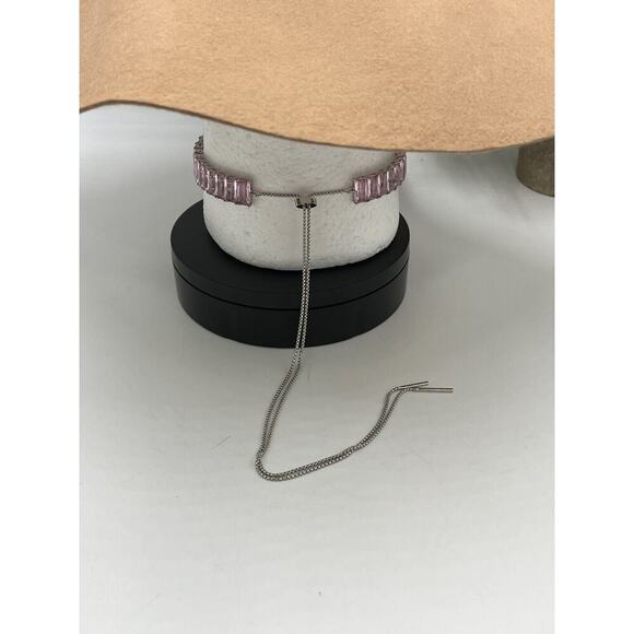 KVK Designer Blossom Collection Pink Purple Chrystal Choker Silver Bolo Closure - Picture 10 of 11